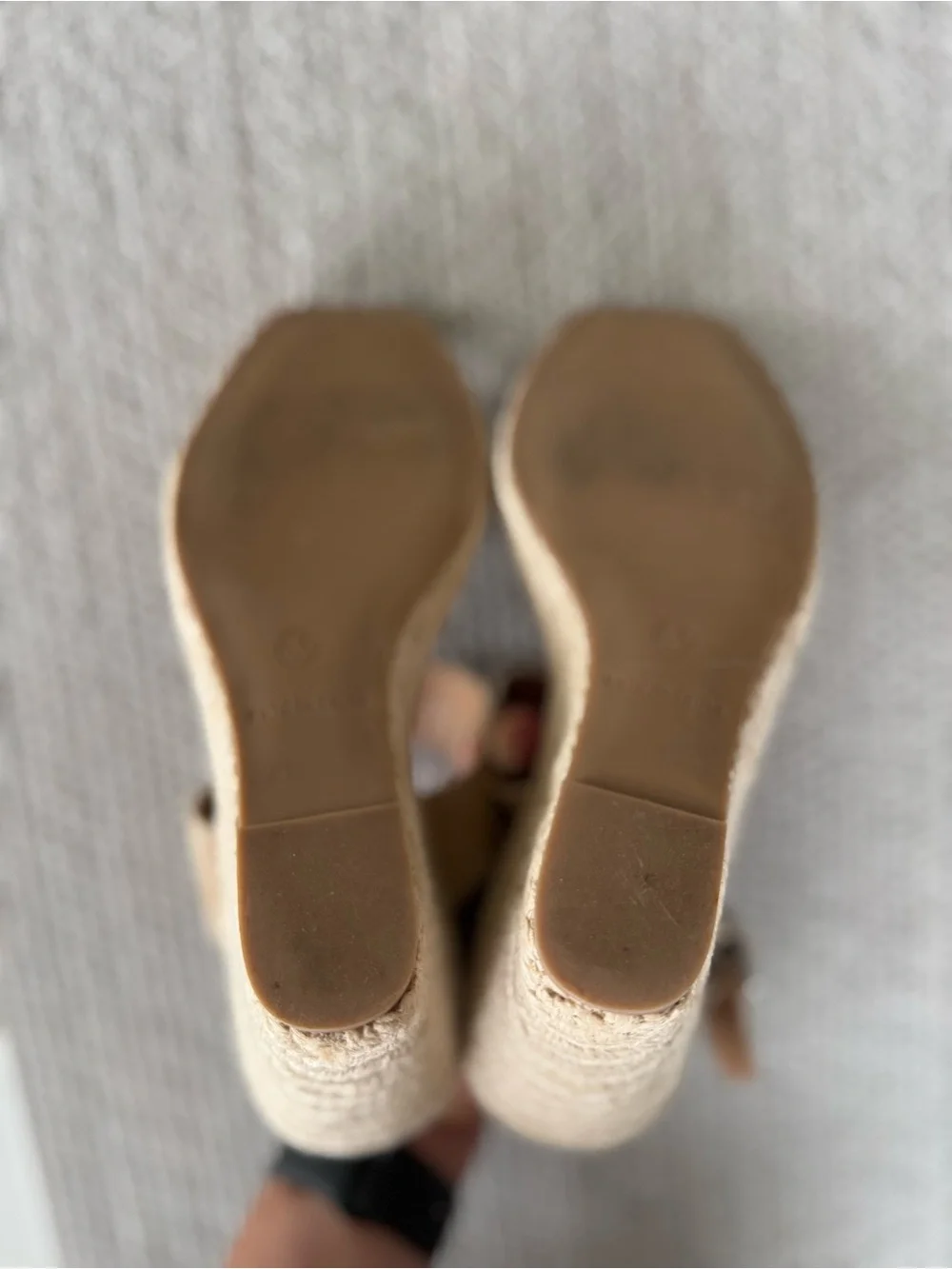 Steve Madden Beige Tan Genuine Suede Leather Espadrille Wedge Sandals Sz 6.5